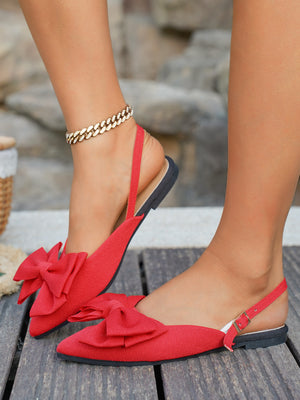Bow-tie Open-back Flat Shoes