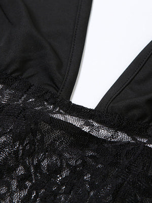 Neckband Navel Tank Tops Lace Bodycon Dress 2-piece Sets