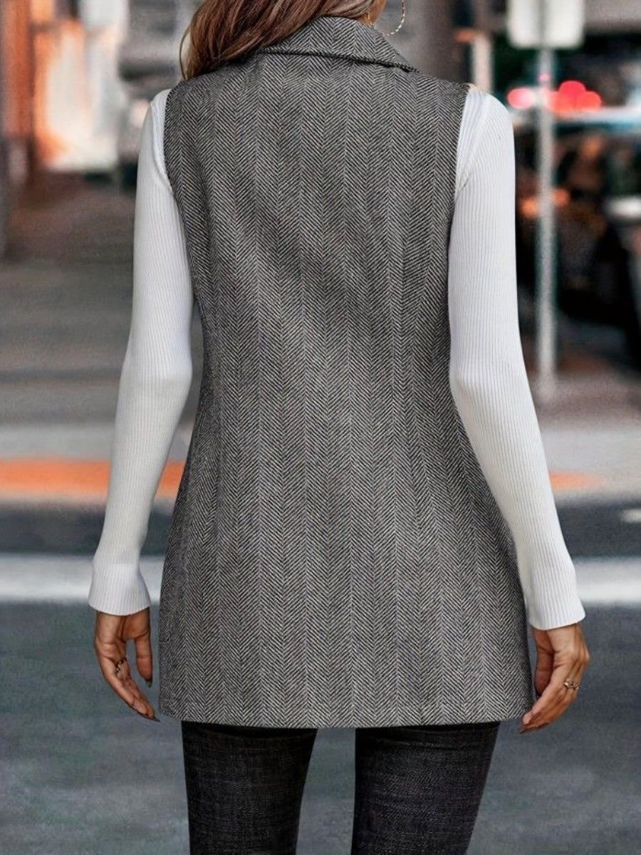 Splicing Herringbone Pattern Suit Sleeveless Vest