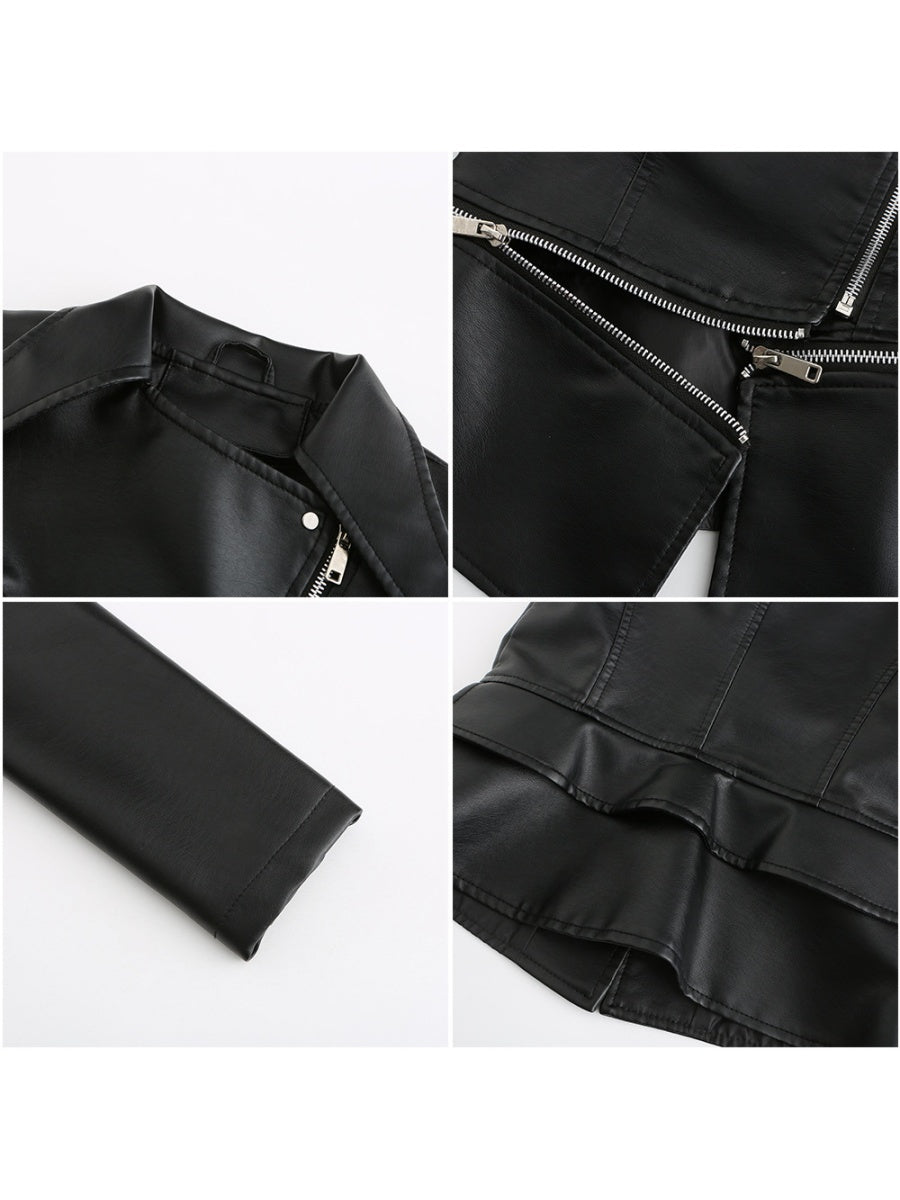 Removable Hem Zipper Leather Jacket