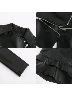 Removable Hem Zipper Leather Jacket