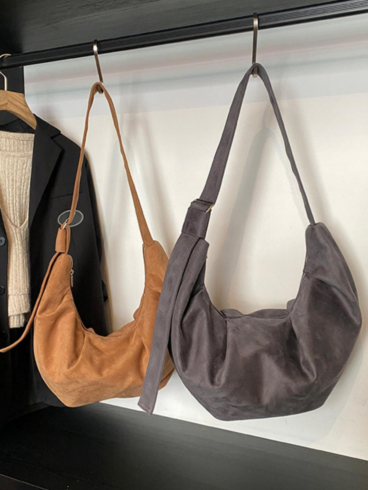 Sac bandoulière de travail en velours plissé à coupe décontractée