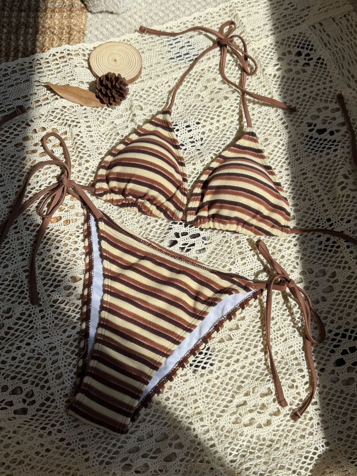 Striped Terry Cloth Sexy Two-piece Bikini