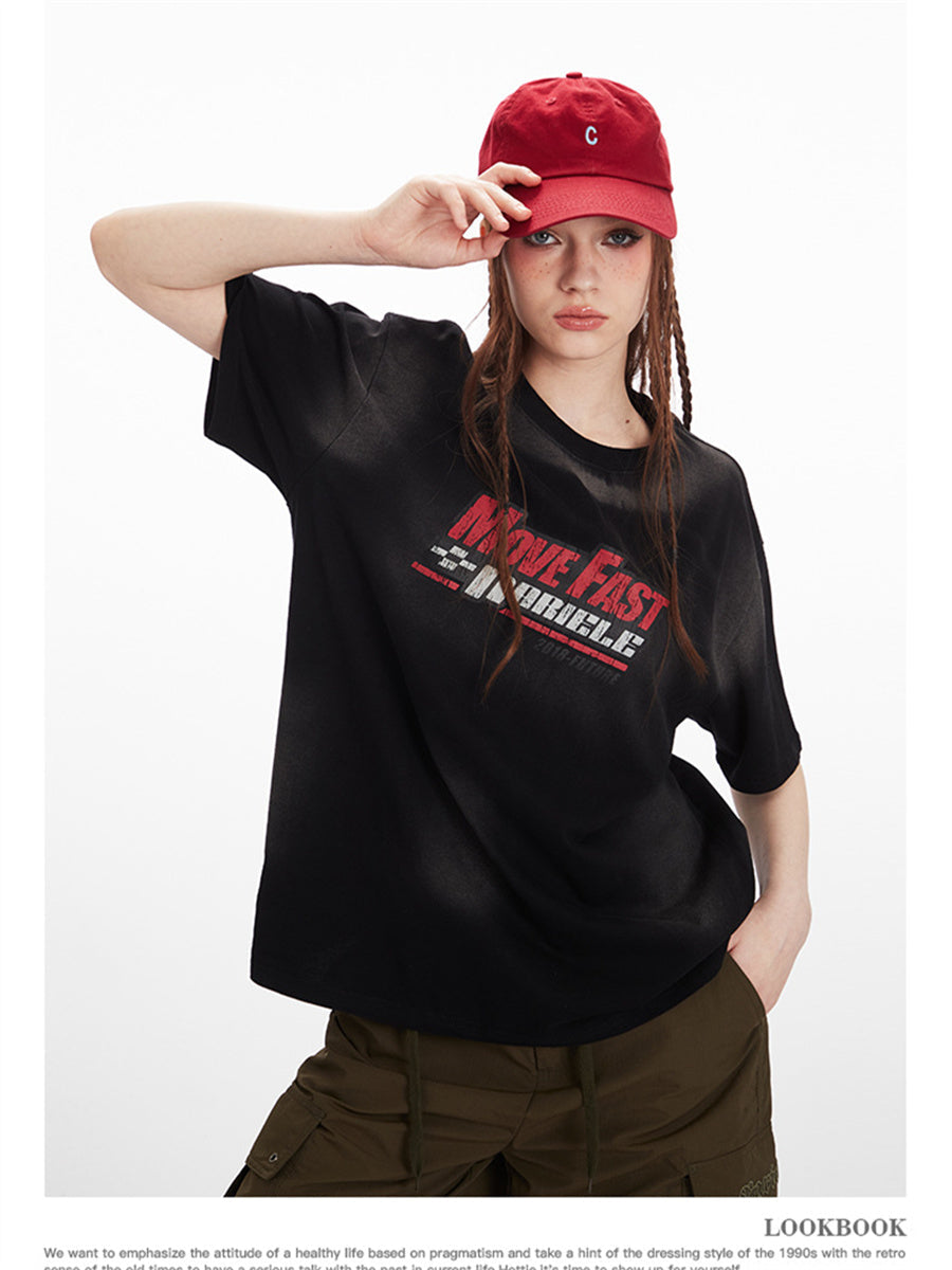 Liber Summer Women's Old Letters/Numbers/Words T-shirts