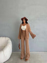 Leisure Solid Color Long Sleeve Buttons Sweaters Cardigans Pants Two-piece Suit