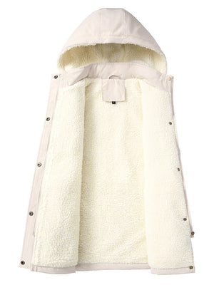 Vest-style Hooded Vests Imitation Lambskin Multi-pocket Sleeveless Workwear Jacket/windbreaker