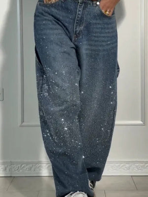 Starry Sky Rhinestones Type Jeans