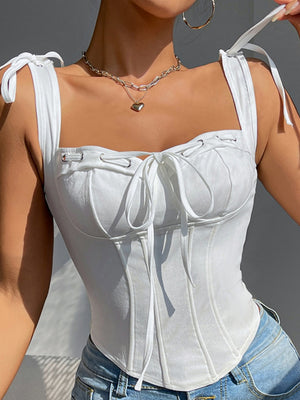 Lace Up Solid Color Camisoles