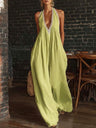 Elegant And Comfortable Lace-trimmed Loose Linen Jumpsuit