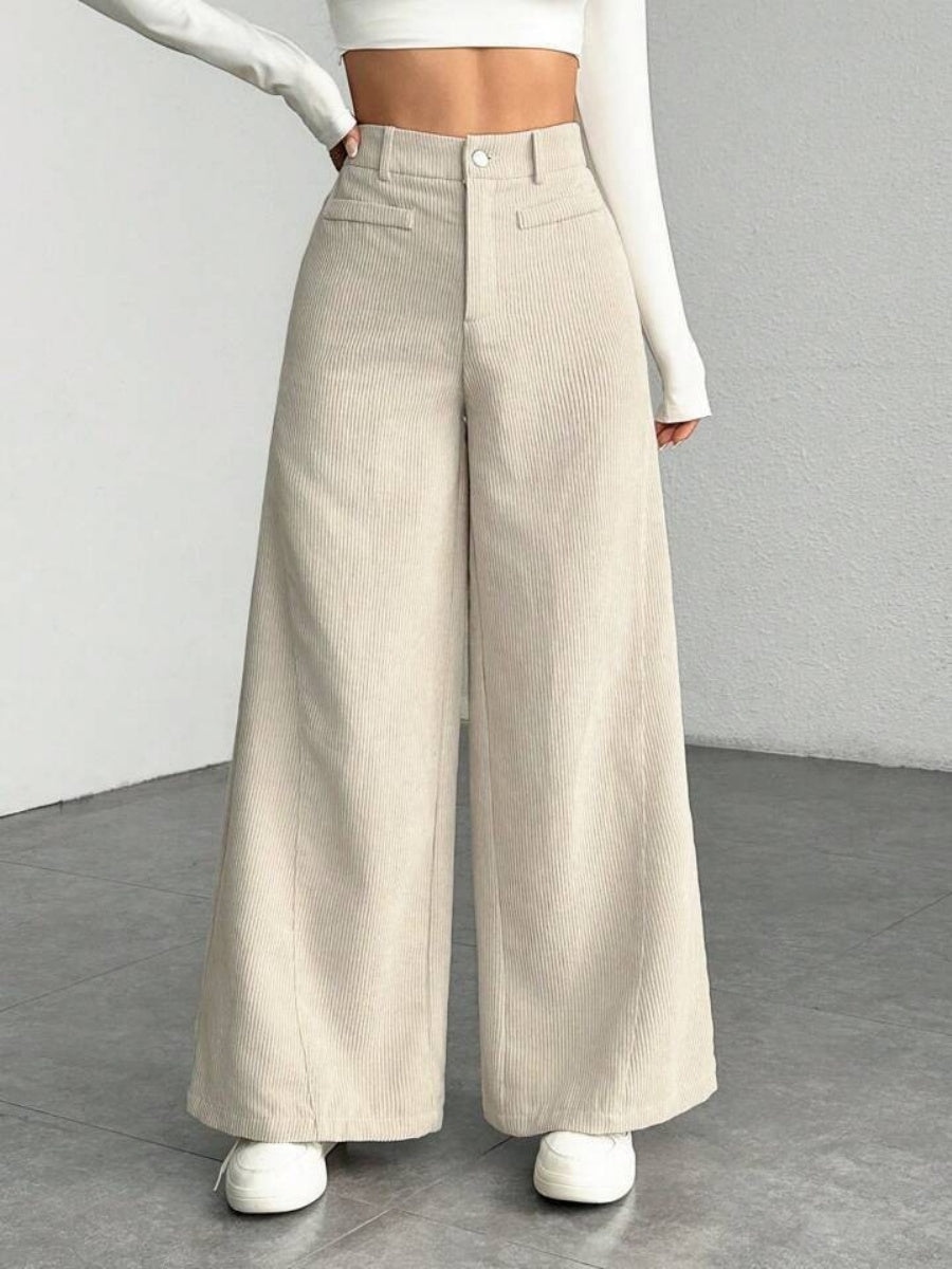 High Waist Loose Slimming Solid Color Wide Leg Pants