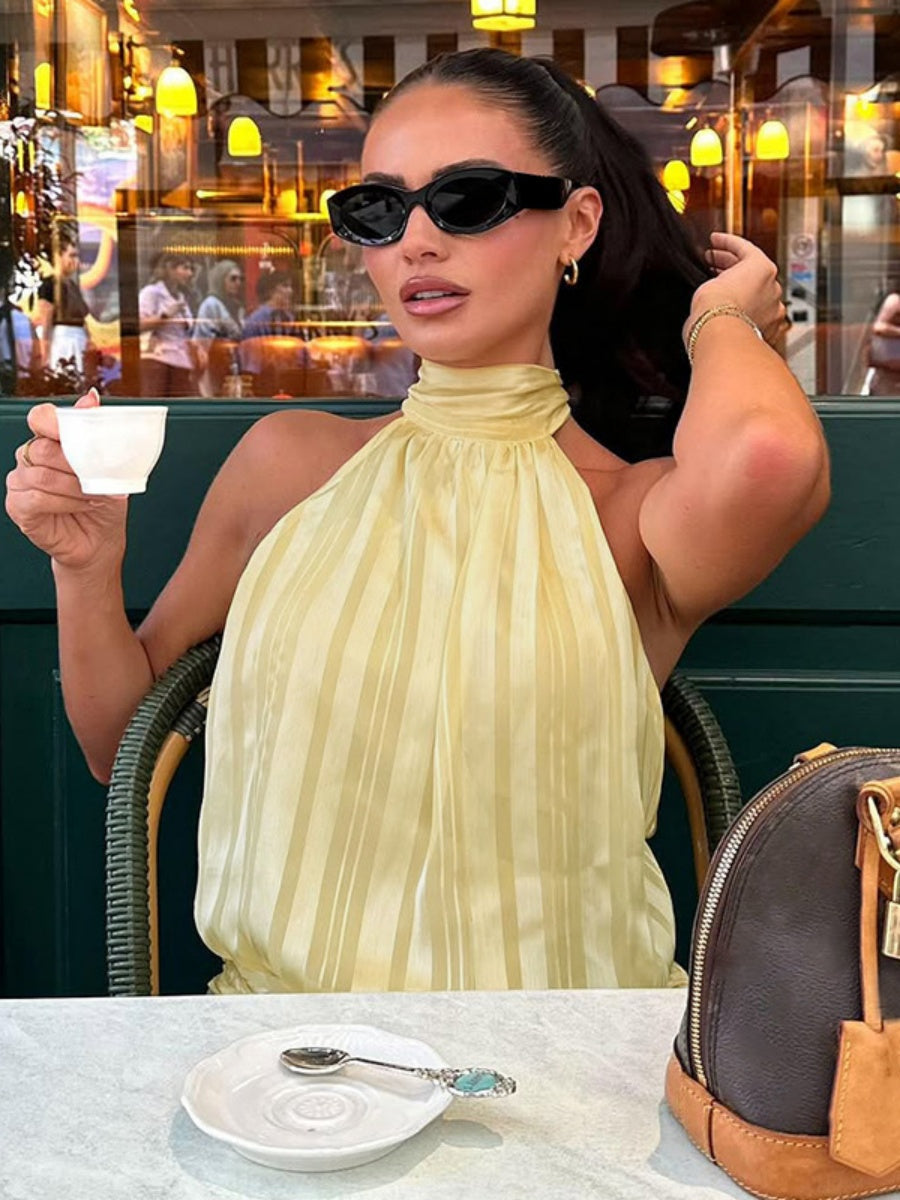 【SHIP AS USUAL】Backless Halter Jacket Tank Tops