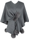 Solid Color Fluff Ball Cloak Shawl Cardigans