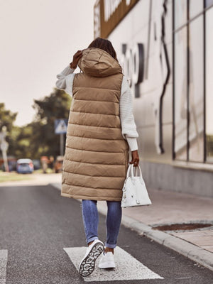 Hooded Single-breasted Mid-length Cotton Coat