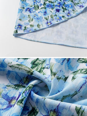 Floral-decorated Hollowed-out One-piece Swimsuit And Sun-protective Long Dress Two-piece Set