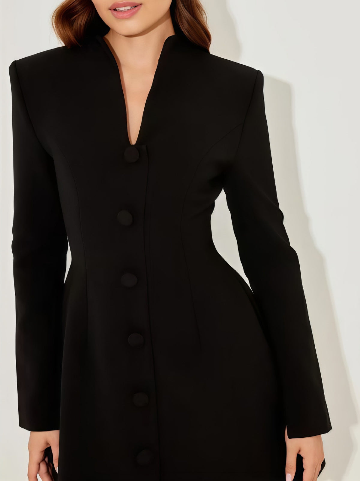 Slim-fit A-line Skirt, Elegant Solid Color, Single-breasted Short Dress