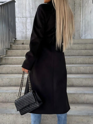 【EXPÉDITION NORMALE】Manteau en laine simple à manches longues et col à revers.