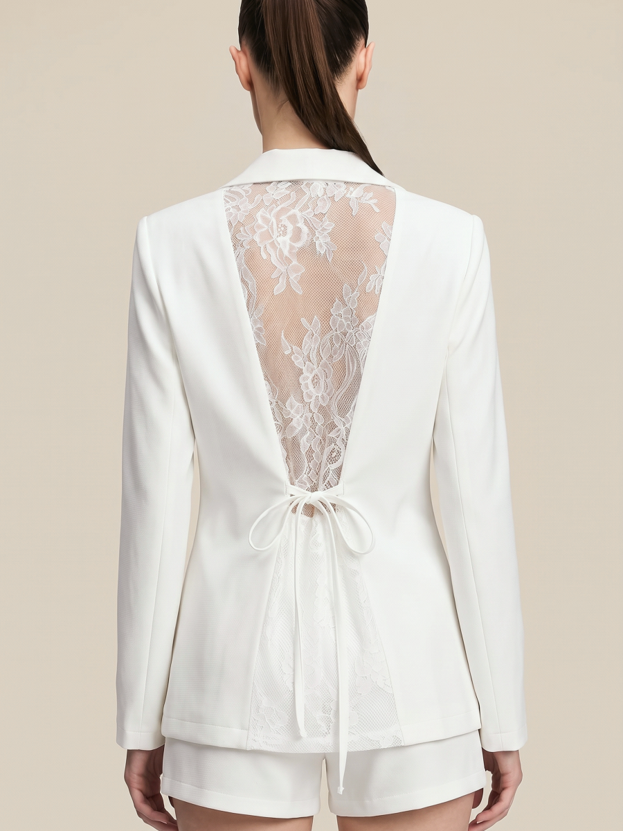 Backless Lace Solid Color Blazers