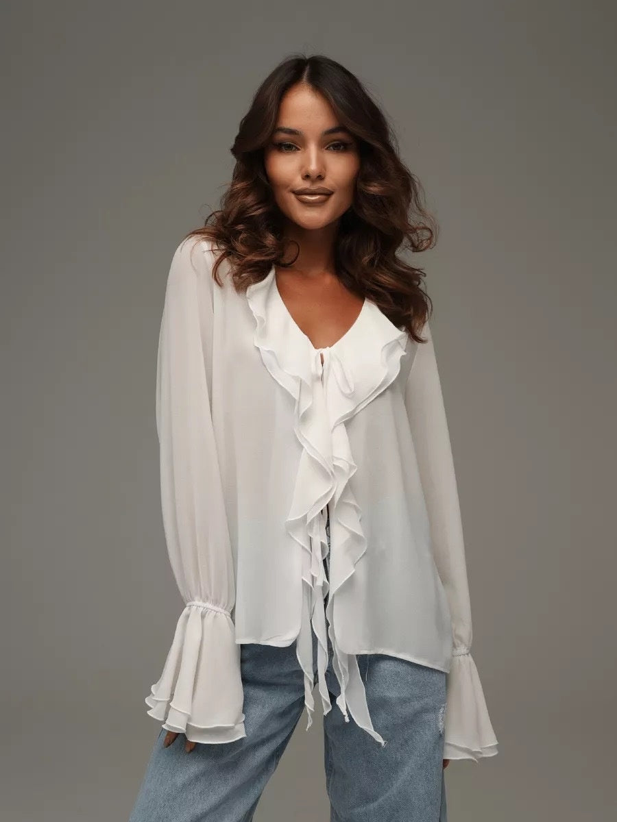 Liber Spring Women's Ruffle Chiffon shirt