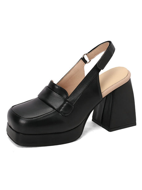 Platform Chunky Heels With Open Back