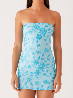 Sequin Beads Strapless Backless Tie-up Sweet Mini&Short Dresses