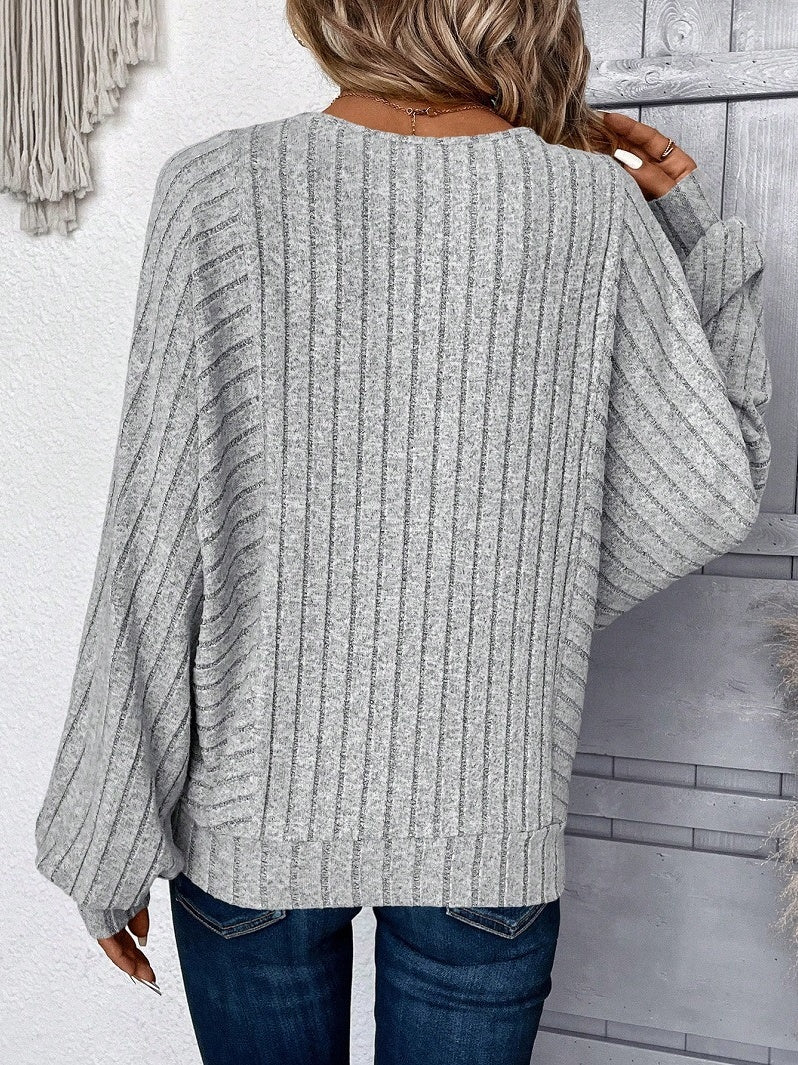 Leisure Hood Batwing Shirt Crew Neck Long Sleeve Knitting T-shirts