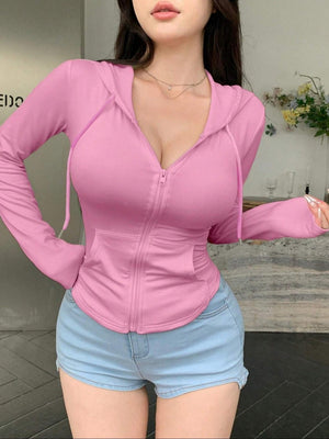 Zippered Short Fit Hooded T-shirts