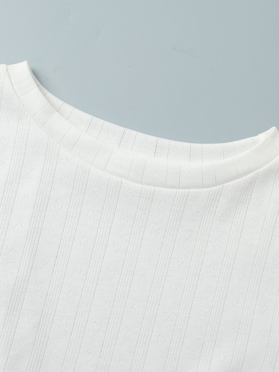 Ensemble de nuit deux pièces à manches longues en maille jacquard ajourée à motif cœur