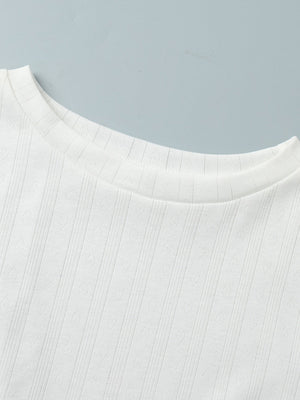 Ensemble de nuit deux pièces à manches longues en maille jacquard ajourée à motif cœur