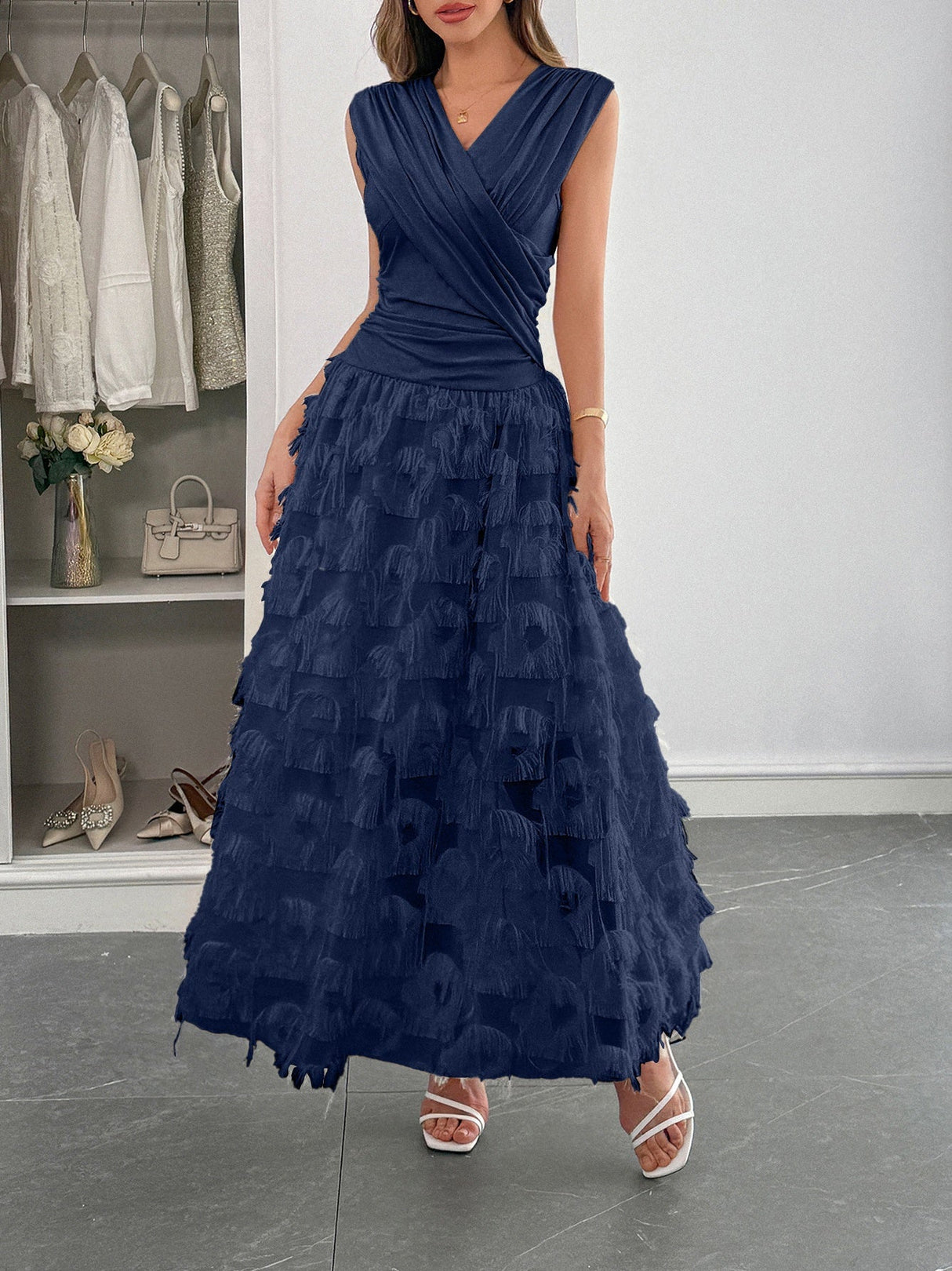 Grace Pleated Splicing Maxi Dresses