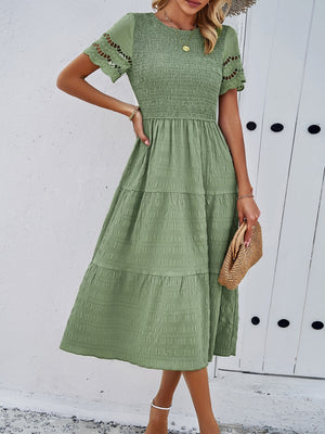Hollow-out Lace Sleeves, Long Hollow-out Dress