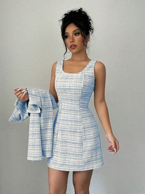 Ensembles 2 pièces veste courte à simple boutonnage et robe cintrée