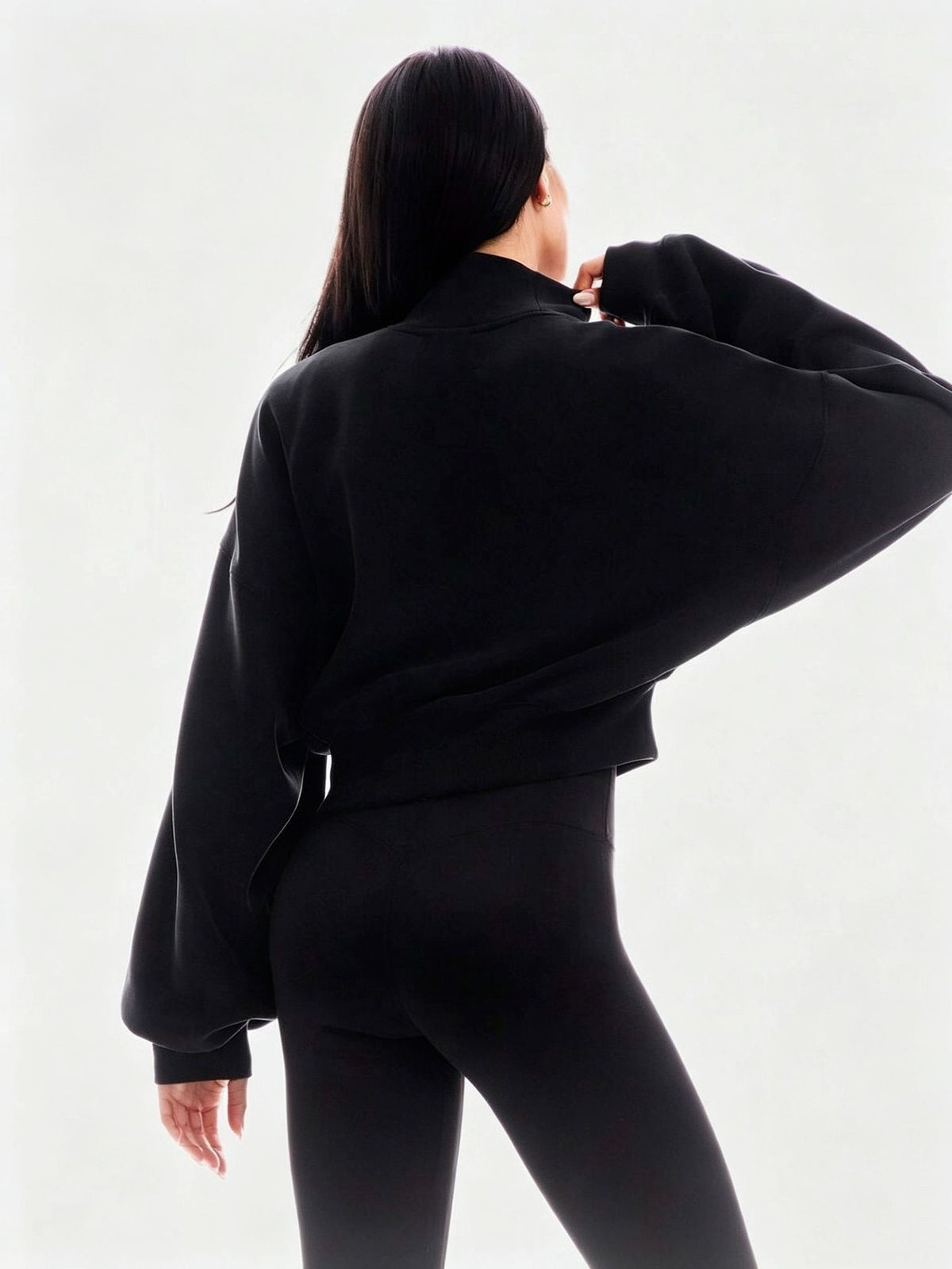 Women's Autumn/Winter Solid Color High Neck Loose Long Sleeve Sweatshirt