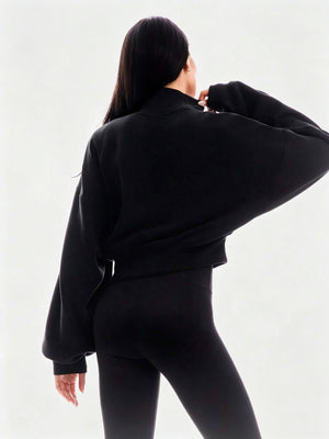 Women's Autumn/Winter Solid Color High Neck Loose Long Sleeve Sweatshirt