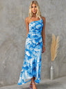 Sloping Shoulders Printed Stretch Tube Top Maxi Dresses
