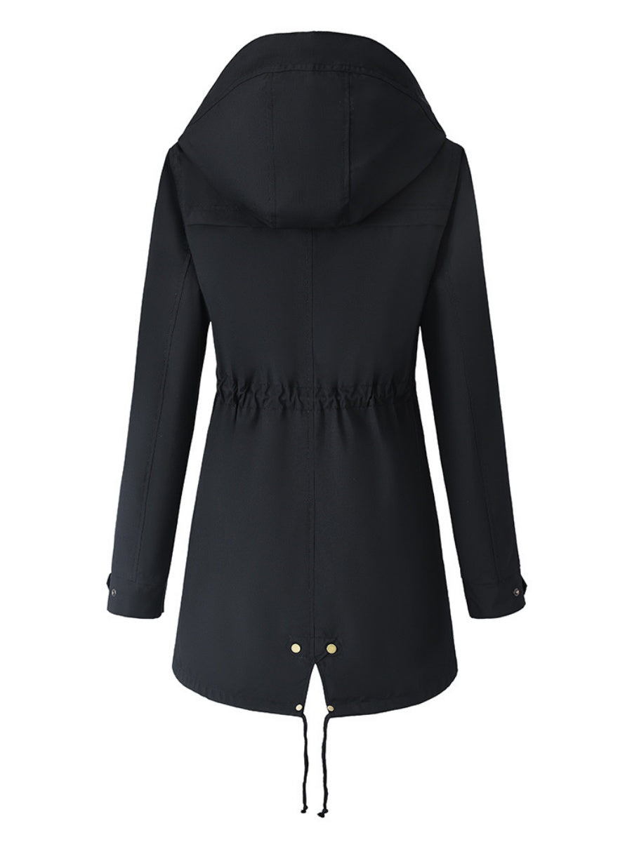 Mid-length Lightweight Raincoat Water Proof Mountain Climbing Outdoor Drawstring Windproof Trench Coats