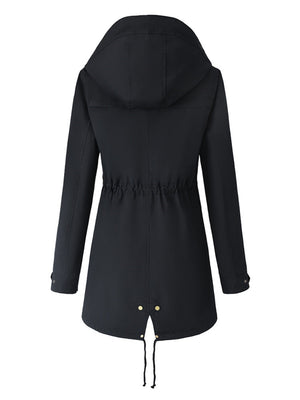 Mid-length Lightweight Raincoat Water Proof Mountain Climbing Outdoor Drawstring Windproof Trench Coats