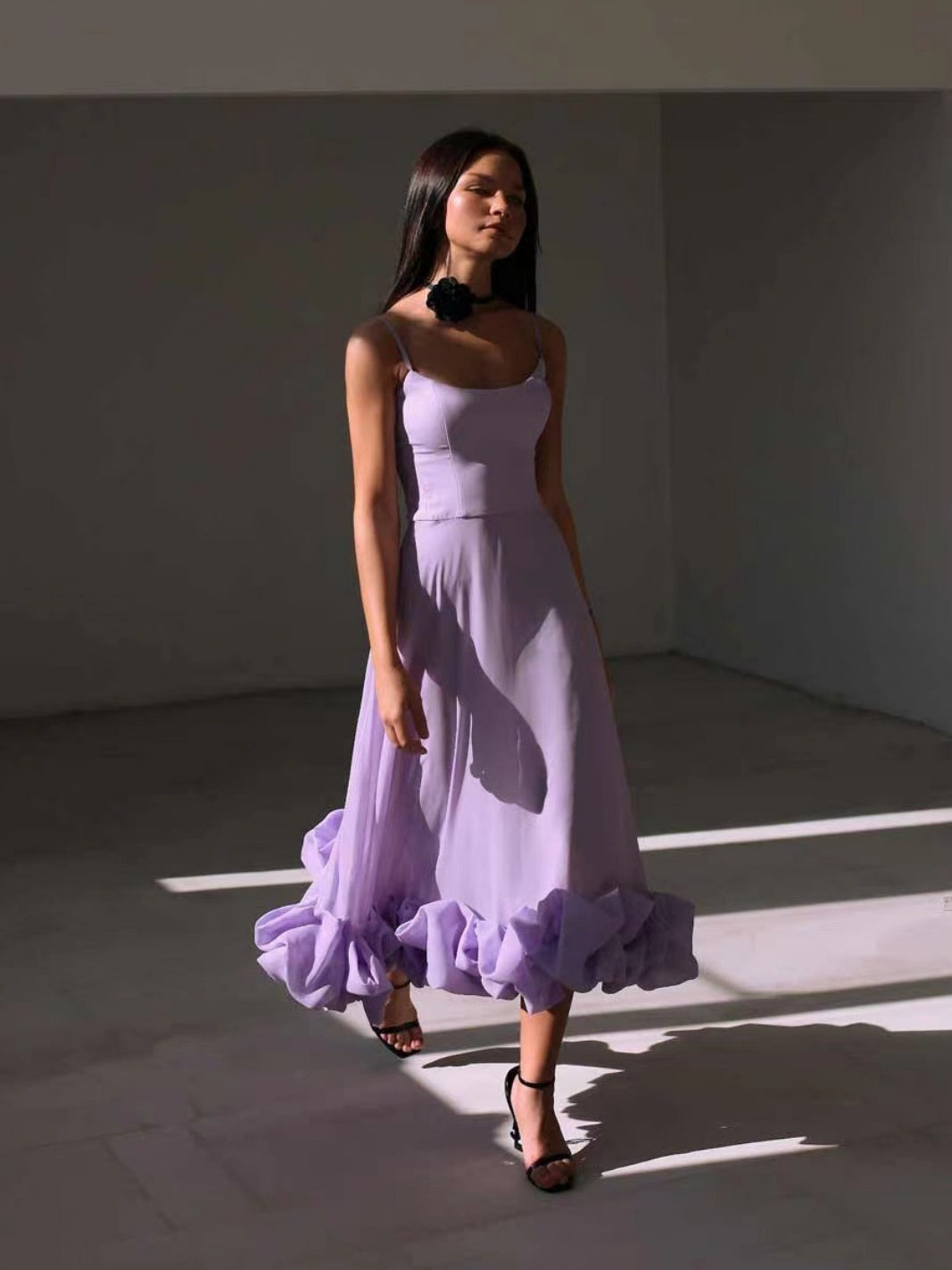 Large Skirt 3D Flowers Camisoles Maxi Dresses