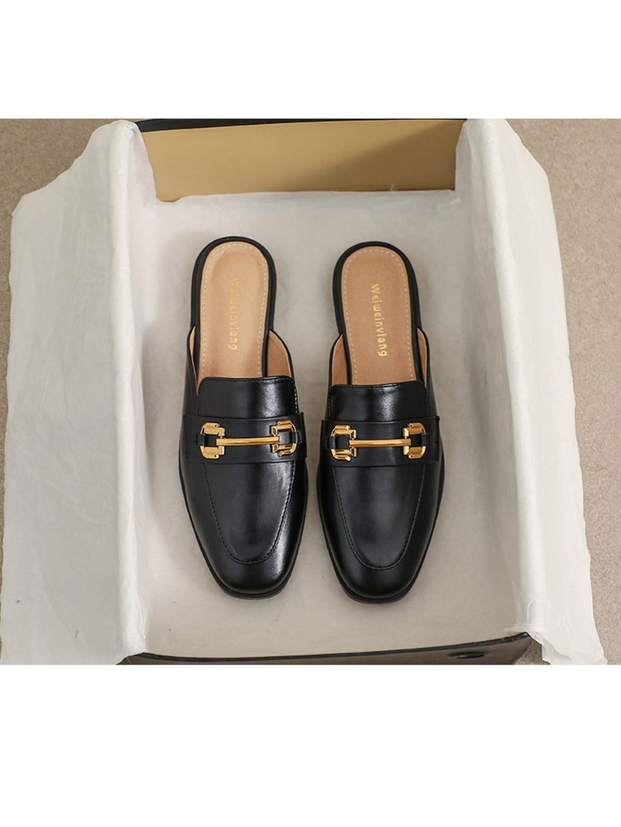 Liber Spring and Autumn Metal Buckle Holster Ladies Flat Shoes