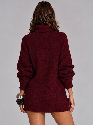 New Autumn/winter Women's High-neck Long-sleeved Knitted Long Sweater Top