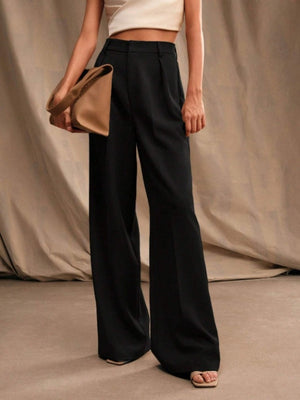 Slimming And Casual Drape Loose High Waist Straight Wide Leg Pants