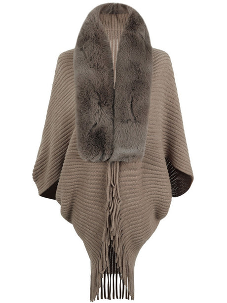 Fur Collar Tassel Cloak Cardigans