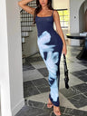 Liber Spring Women's Backless Abstract Maxi Dresses