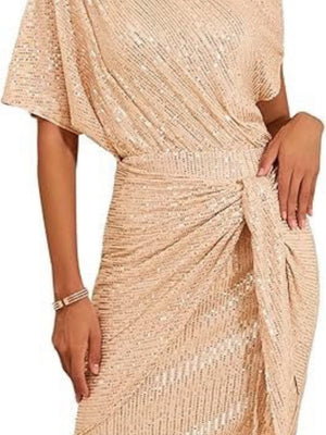 Sloping Shoulders Sequins Bandage Parties Mini&Short Dresses