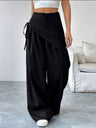 Button-up Slimming Wide-leg Trousers