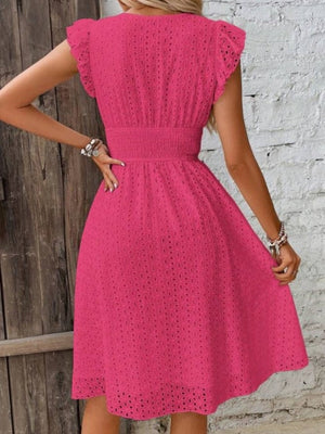 8 Colors Lace Flutter Sleeve Midi Dress