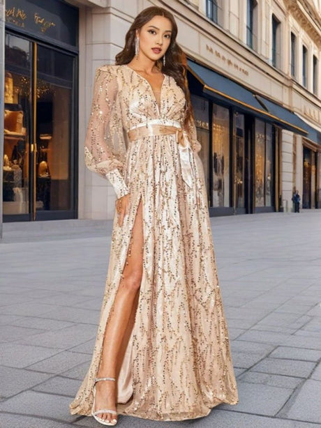Mesh Sequined Maxi Dress