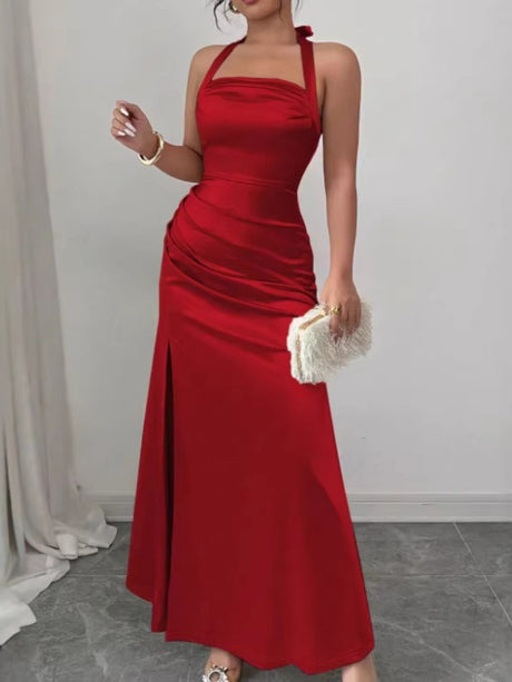 Backless Strapless Bodycon Long Dress With Slit
