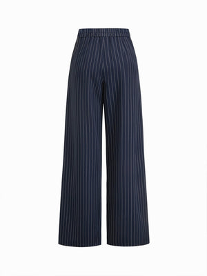 Profession Stripes Sleeveless Asymmetrical Jacket Straight-leg Trousers 2-piece Sets