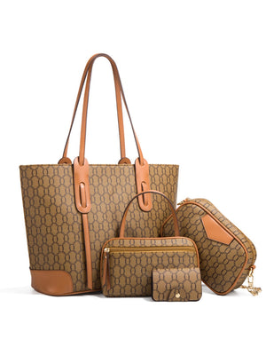Trendy Embossed Tote Bag 4-Piece Set