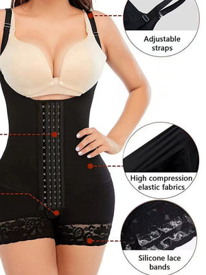 Taillenkorsett mit Knöpfen, Bauchformer aus Spitze, Shapewear-Bodys